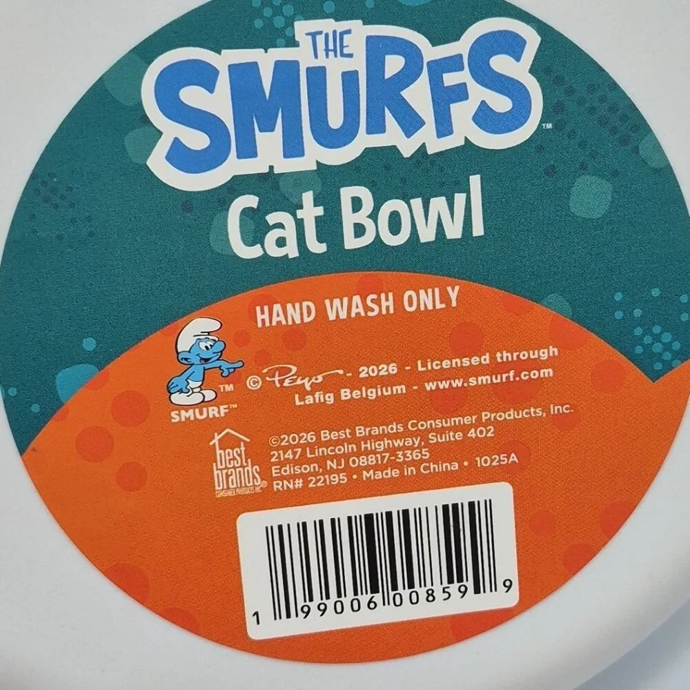 Peyo Smurfs Blue‎ Bowl Dog Cat Food Water Dish, 7in, Lot Of 2